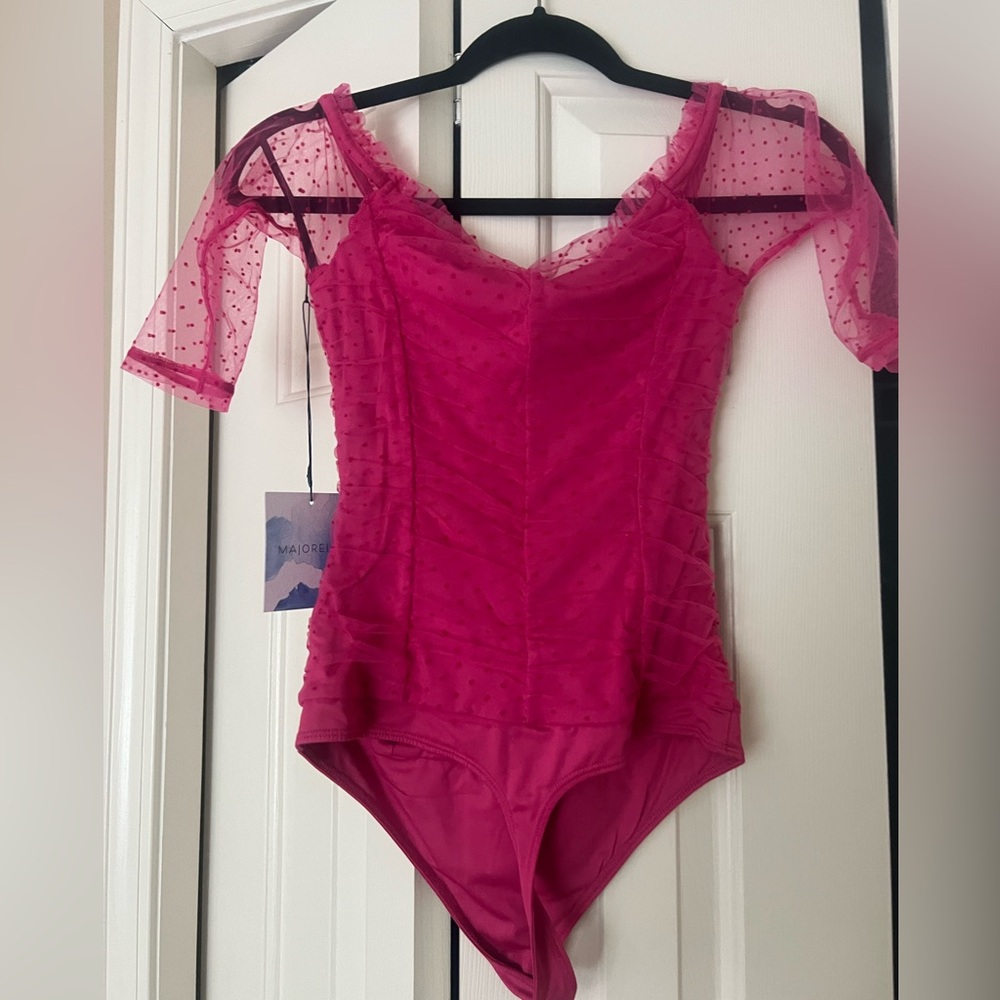 Majorelle Selina hot pink polka dot bodysuit